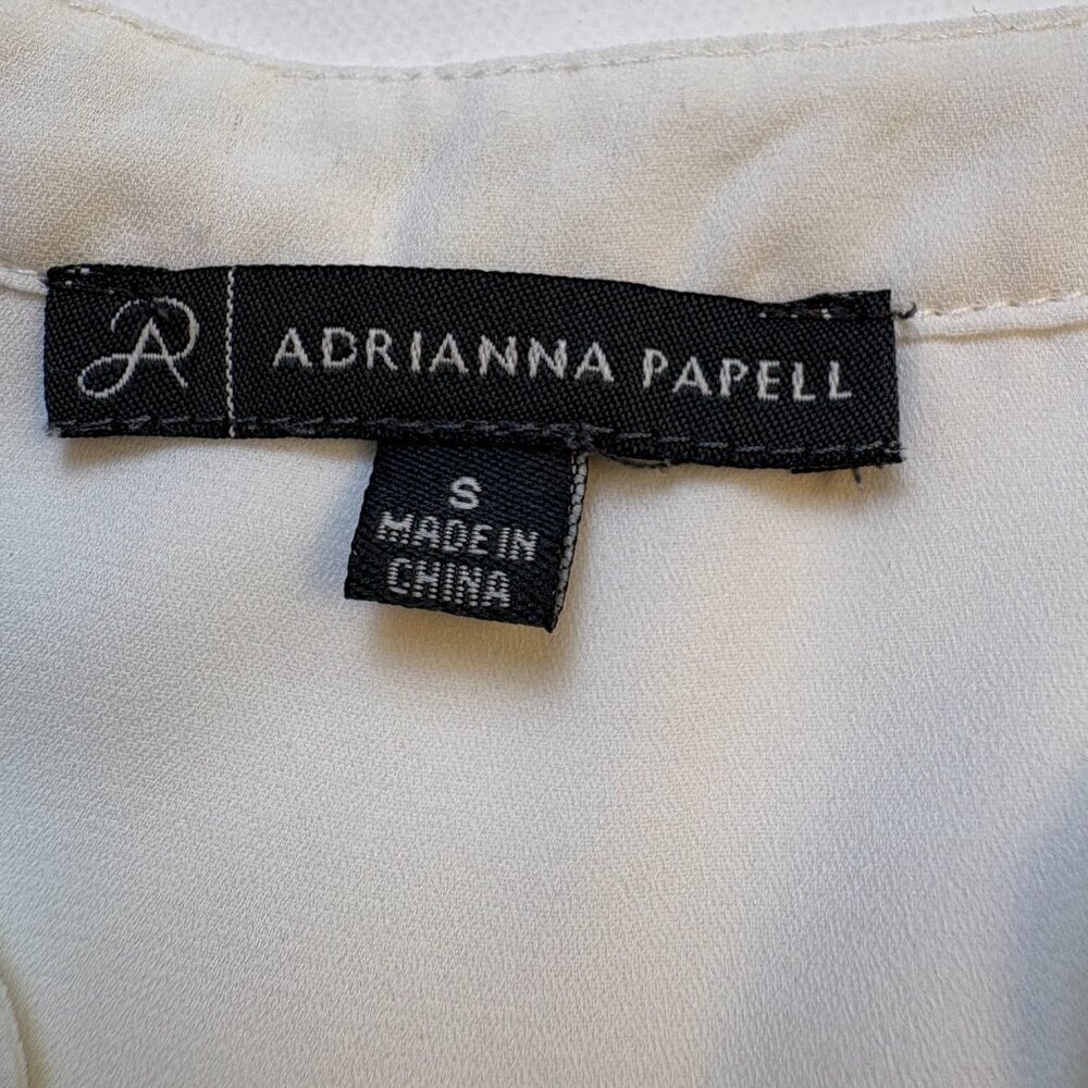 Adrianna Papell Sleeveless Henley Blouse Ivory White Small - Picture 6 of 8